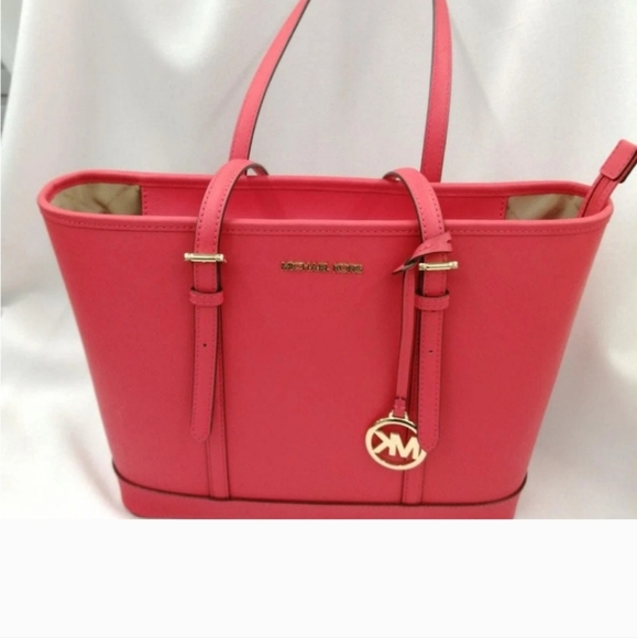 Michael Kors Handbags - Michael Kors New In Bag Salmon Color Leather Tote Bag with Gold Accents